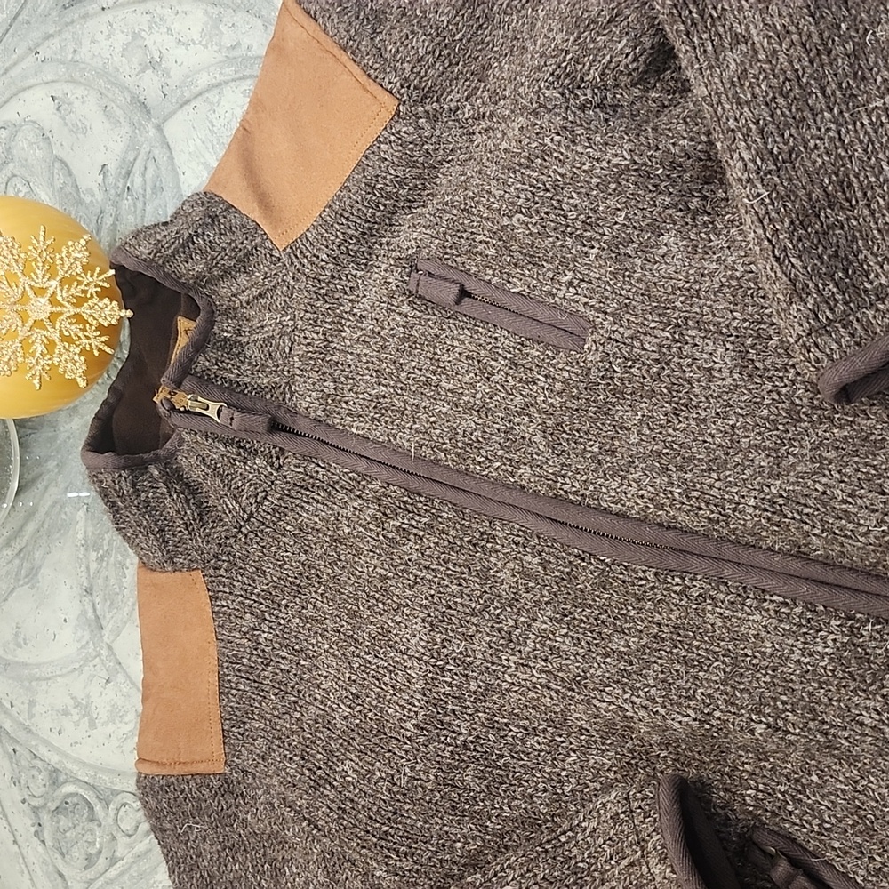 Laundromat The Oxford Sweater Jacket Medium Handmade Wool Knit Brown Like New - Picture 3 of 13